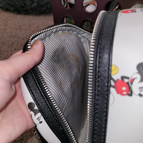 Loungefly Disney Classic Mickey Mouse All Over print Mini Backpack White Used - Picture 5 of 10